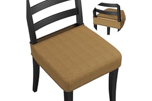 Dioxide Fundas Sillas de Comedor Pack de 4, Funda Silla Elásticas,Chair Cover Lavables Removibles, Diseño Jacquard Cubiertas Cojines para Sillas para Comedor, Oficina(Bronceado Claro, 4PCS)