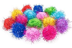 VAPKER 30 pezzi 3,8 cm colori assortiti scintillanti palle giocattolo preferito del gatto Tinsel Pom Poms Glitter