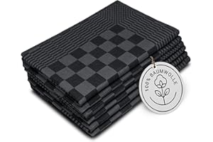 ZOLLNER 6er Set Geschirrtücher Baumwolle in 65x65 cm - extrem saugstarke und robuste Küchentücher - waschbar bis 60°C – in schwarz kariert - Gastronomiequalität - Oeko Tex® Zertifiziert