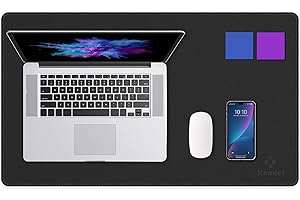 K Knodel Schreibtischunterlage, 60cm x 35cm PVC-Leder Tischunterlage, Wasserdichte Laptop Unterlage für Büro (Schwarz)