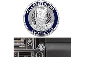 Anwlki Placche per auto di San Cristoforo Ø 4 cm, medaglia di San Cristoforo proteggete noi vieni a casa, regalo con 1 magnete in ferro e 3 adesivi biadesivi (argento)