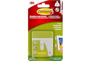 Command Languettes Accroches Tableaux Petit Modèle, Multi-Pack, Blanc - 12 x 2 Languettes - Fixation sans Dommage