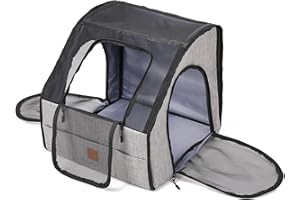 Duuclume Trasportino di sicurezza da viaggio per animali domestici, gabbia pieghevole per cani da viaggio in auto, portatile per cani di piccola e media taglia, gatti con portaoggetti, morbido