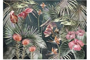 Runa Art Papier peint intissé Mural Fleur Moderne Toison Salon Chambre à Coucherr Salle - Tableaux Muraux Tapisserie Photo - Rose vert 9561010a