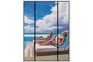 WochiTV Fliegengitter Tür Magnet 140 x 212cm Doppeltür Fliegengitter Tür Mit Magnetverschluss Ohne Bohren Magnetvorhang für Balkontür, Kellertür und Terrassentür Kinderleichte Klebemontage