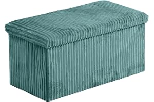 AKH HOUSEWARE 76 x 38cm Ottoman Storage Box with Lid Foot Bedside Stool for Bed Room, Living Room Furniture Velvet Storage Bench Toy Storage Box Ottoman Stool Seat (Green, 76x38x38)