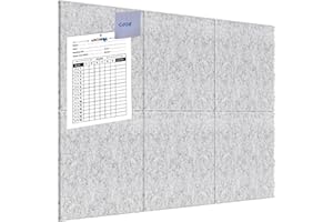 OURSOUION Large Cork Board Alternative,Felt Bulletin Board with Removable Adhesive Tabs, Pin Board Wall Tiles Notice Boards with Pins for Office,Home,Cork Boards for Photos Memos Light Gray 6Pack