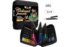 H & B 120pcs Coloured Pencils Drawing Pencil Set Oil Based Artist Pencils Professional Colouring Pencils for Adults Beginners Art Supplies with Eraser In Zipper Case