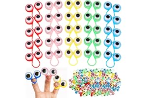 Beavorty Googly Eyes Finger Puppets for Toddlers: 50pcs Wiggly Eyeball Finger Toys Set - Eye on Rings Educational Kids Toys for Party Favor Role-Playing, Classroom Rewards (Random Color)