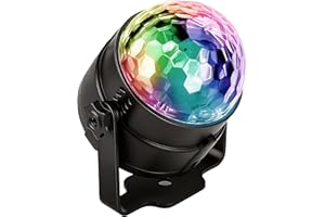 Retoo Boule disco, contrôlée par la musique avec télécommande, 7 combinaisons de couleurs RGB, éclairage de fête, boule disco grand angle, pour Fête/DJ/Noël/Bar/Enfants, Noir
