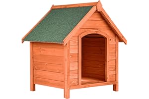 tectake® Cuccia per Cani, Casetta in Legno Impregnato, Cuccia Cane Interno e Esterno, Pavimento Estraibile, Tetto a Punta Resistente alle Intemperie, Facile da Pulire, Dimensioni 72x65x83 cm