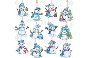 FYting 12 Stück Diamond Painting Weihnachten Anhänger,5D Diamant Painting Weihnachten,Diamond Painting Kinder SchlüSselanhänger, Geschenkanhänger, Fensterbehang (C)