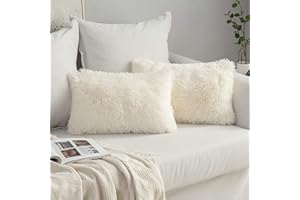 MIULEE Confezione da 2 Federe in Felpa per Cuscini Decorative Fodere Copricuscini Arredi per Casa Divano Letto 30 X 50 cm Beige