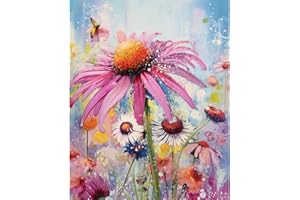 Tucocoo Echinacea Flowers Paint by Number for Adults Beginner, DIY Digital Oil Painting Kits on Canvas with Brushes and Acrylic Pigment, Beautiful Blossom Floral for Home Decor 16x20inch (Frameless)