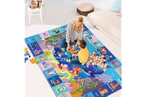 AKUNRUG Baby Play Mat for Floor, Kids Rug Playmat Baby Crawling Mat Educational Tummy Time Mat Soft ABC Play Carpet for Toddlers Infants Kids Rug for Playroom Classroom (150X100 CM, Style 3)