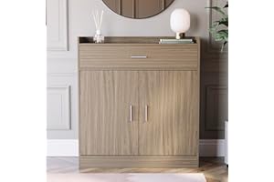 Vida Designs Dalby Modern Shoe Cabinet, 2 Door 1 Drawer, Hallway Cupboard Storage Organiser, Footwear Stand Rack, Wood Sideboard Unit, Oak