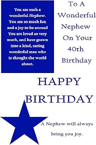 Nephew 40th Birthday Card with Removable Laminate: Amazon.co.uk: Office