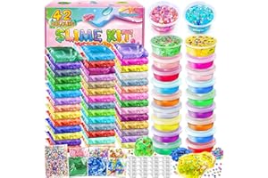 YOPINSAND Kit de Fabrication de Slime 42 Couleurs pour Filles, Crystal Clear Slime, Glow in The Dark Slime, avec Boules en Mousse Ajoutées, Breloques, Paillettes, Jouet Cadeau pour Enfants
