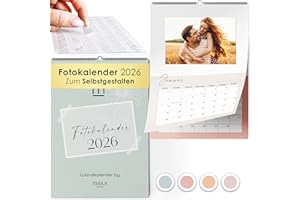 ‎MILULA STUDIOS Fotokalender 2026 zum Selbstgestalten – A4 Bastelkalender mit Fotoecken und hochwertigem Papier – Kalender mit Platz für Fotos und Notizen – Persönliches Geschenk