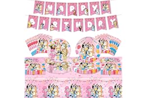 SIDESEA Decorazioni Compleanno, 42 Pezzi Tovaglia Compleanno Stoviglie per Feste di Compleanno Decorazioni Compleanno Bambina Bambino Kit Piatti Compleanno Stoviglie per Feste