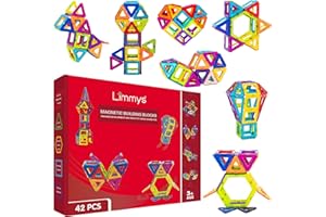 Limmys Magnetyczne klocki – zabawka magnetyczna dla chłopców i dziewczynek od 3 lat – pedagogiczna, przyrodnicza zabawka 42-częściowa z zeszytem pomysłów