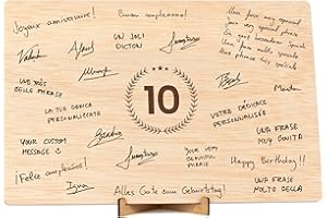 CONTRAXT Carte Anniversaire 10 ans Bois. Carte Cadeau Postale en Bois decoration joyeux Voeux Anniversaire fille garcon enfant 10 ans de Mariage Etain Happy Birthday party fille garcon original (10)
