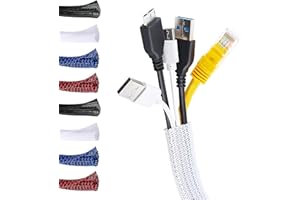 MarketConnect® Guaina Cavi SELF-CLOSING Ø 32mm, L 8mt • Raccogli e Nascondi Cavi • Ideale per Scrivania e TV • BIANCO