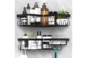 Kegii Etagere Salle De Bain Sans Percage, Etagere Douche Sans Percage, Etagere Rangement Salle De Bain,Accessoire Salle De Bain Noir
