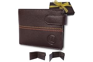 Lola Sale Cartera de Piel para Hombre Cafe con Monedero y Proteccion RFID,Tarjetero,Billetera Gran Capacidad 9 Ranuras, 2 Compartimentos para Billetes. Se Entrega en Caja Regalo 27009 (Marron)