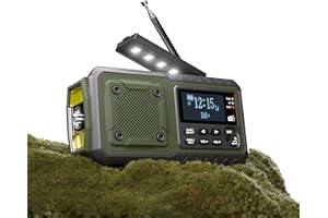 Acta Berg Radio à manivelle DAB+/FM - Radio d'urgence avec manivelle et batterie de 5000 mAh - Radio solaire avec réveil - Manivelle Blackout - Équipement d'urgence - Comme lampe de poche et chargeur