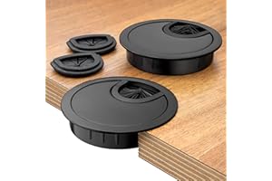 Bruce.® 2X Kabeldurchführung Ø60mm Metall für Schreibtisch & Möbel – Endlich Ordnung im Büro und Zuhause – mit Bürsten- & Gummieinsatz – Schwarz