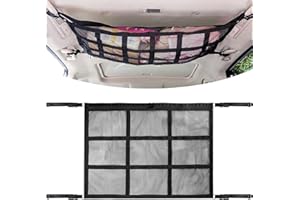 GUUFOO RICKMASK Filet de Rangement pour Toit 90cmx65cm, Universel à Bagages avec Quatre Poignées, pour Voiture et Longs Voyages