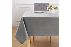 smiry Rectangular Table Cloth Wipe Clean 140x200 cm, Wipeable Water Resistant Linen Tablecloth, Fabric Washable Dining Table Cover for Kitchen Indoor Outdoor, Dark Grey