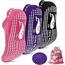 Chaussettes Antidérapantes Yoga/Pilates - 2 Paires - Semelle Silicone - Homme/Femme