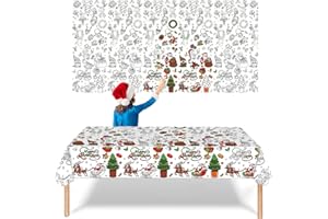 MORAINJAY Weihnachten Papier Tischdecke zum Ausmalen,137x274cm Ausmaltischdecke Weihnachtstischdecke zum Kinder,Rechteck Wasserdicht Rätsel Tischdecke,Weihnachten Partydekorationen