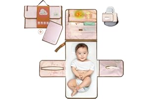 Baby Dyoli | Confezione 2 pz – Fasciatoio XL portatile e impermeabile + Porta documenti bimbo | Un regalo originale per i neonati, ideale per i neo genitori e per riporre le cose essenziali (Vichy)