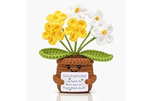 Mwmoeen Pocket Hug Glücksblume, Kreative Strickwolle Positive Blume, Positive Kartoffel Deutsch Glücksbringer, aufmunterung Geschenke, Süße Geschenke für Freunde Kollegen und Famili