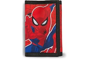DOOKU Spiderman Kids Wallet - Spider Symbol Trifold Wallet with ID Pocket and Zipped Coin Purse - Official Merchandise (Classic)