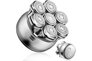 Singphere 7D Glatzen Rasierer Herren, Wiederaufladbarer Kabelloser Skull Shaver, Nass- und Trocken Glatzenrasierer, Elektrischer Rasierer mit Flexiblem Kopf und Magnetischem Klingenkopf