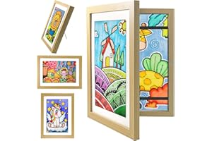 QUVBKZ Bilderrahmen Kinderzeichnungen A4, Bilderrahmen Kinderzeichnungen, Kunstrahmen FüR Kinder Mit Vorderer öFfnung, BefüLlbarer Klapprahmen Zur Aufbewahrung Von Kinderzeichnungen