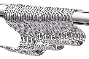 Yuning 50 Stück S-Haken in Form von Haken zum Aufhängen, für Küche, Bad, Schlafzimmer und Büro, rostfrei, S Haken aus Edelstahl (50 Stück Haken für Küche)
