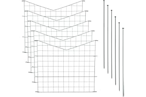 ESTEXO Teichzaun Set mit 5 Zaunelementen und 6 Befestigungsstäben, Welpanauslauf, Metall, Gartenzaun, Freigehege, Teich, Zaun, Set, 5 Elemente, Gitterzaun (Unterbogen spitz)