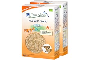 Ekologiczna kaszka ryżowa mleczna FLEUR ALPINE Zestaw 2, Kleik dla niemowlaka z bifidokulturami, Pożywna łatwa w przygotowaniu kaszka bezglutenowa bez dodatku cukru, Dla dzieci od 6 mies., 2x5 porc.