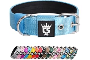 TSPRO Taktisches Hundehalsband Starkes Hundehalsband 3.3 cm Breit Dickes Hundehalsband mit Robuste Metallschnalle Halsband Hund Fit 35.5-43 cm Hals Hunde (Blau -S)