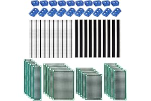 LUOGE Kit de 60 placas PCB, 20 placas de circuito impreso de doble cara, prototipo, placas universales, 20 unidades de 2/3 pines para placas de circuito, 20 conectores macho/hembra, para soldadura DIY