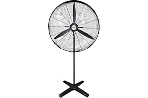 Zephir, Ventilatore Industriale a piantana, Diametro 65cm, 3 velocità, 3 Pale in Alluminio, Oscillazione a 70°, Dispositivo antisurriscaldamento, Altezza max.150cm, Potenza 120W
