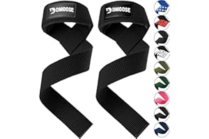 DMoose Fitness - Sangles de Poignet rembourrées en néoprène de 4 mm pour l'haltérophilie et la Musculation - Sangle de Levage en Coton avec poignée en Silicone pour Hommes et Femmes