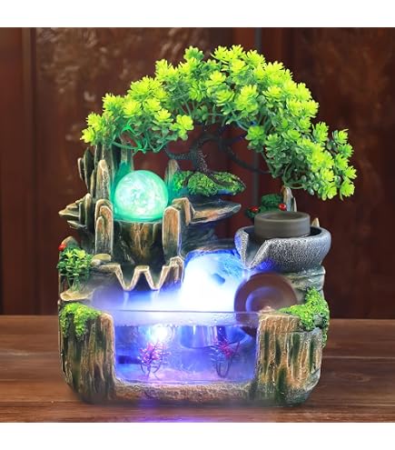Indoor Entspannung Desktop Brunnen Wasserfall  Zen Meditation Wasserfall  Mit Automatischer Pumpe & Beleuchtung Fr Schreibtisch & Home Office  Tischbrunnen Mit Licht