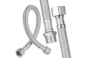 FORETOGO 2 Stück 304 Edelstahl Flexschlauch 3/8, 30CM Panzerschlauch, 3/8 Zoll Überwurf und Außengewinde, Armaturenschlauch, Wasserhahn Schlauch für Wasserhahn Eckventil Wassererhitzer