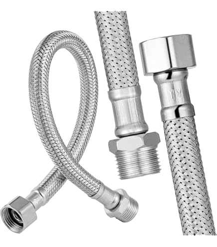 4 stuks 304 roestvrij stalen flexibele slang, 3/8 inch, flexibele slang, waterslang, pantserslang 3/8 inch wartelmoer en buitendraad, armatuurslang voor kraan, hoekventiel, waterverwarmer (20 cm/10 cm